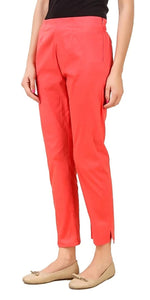 Thumbnail for PAVONINE Gajri Color Stretchable Cotton Lycra Fabric Pencil Pant For Women - Distacart