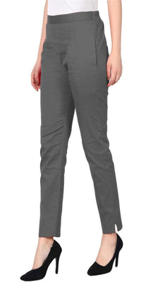 Thumbnail for PAVONINE Grey Color Stretchable Cotton Lycra Fabric Pencil Pant For Women - Distacart