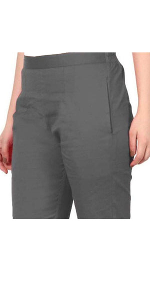 PAVONINE Grey Color Stretchable Cotton Lycra Fabric Pencil Pant For Women - Distacart