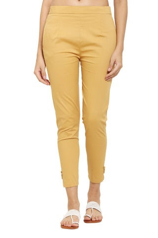 PAVONINE Light Skin Color Stretchable Cotton Lycra Fabric Pencil Pant For Women - Distacart