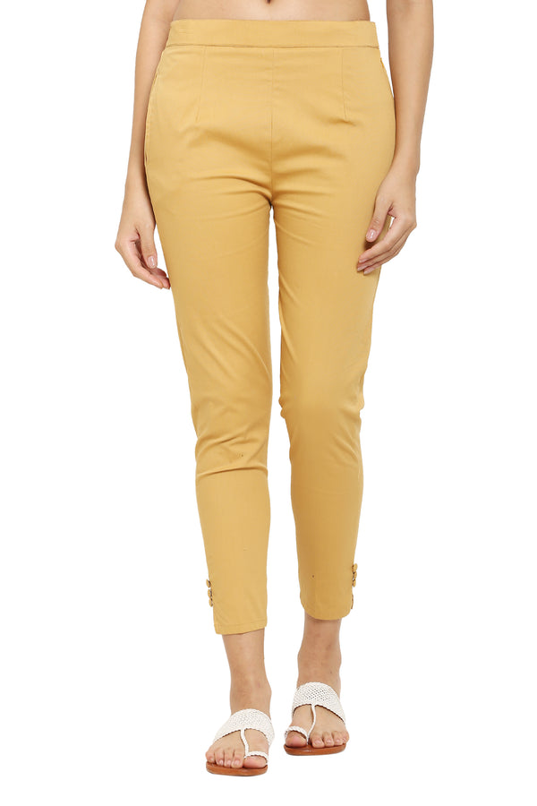 PAVONINE Light Skin Color Stretchable Cotton Lycra Fabric Pencil Pant For Women - Distacart