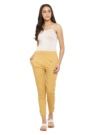 PAVONINE Light Skin Color Stretchable Cotton Lycra Fabric Pencil Pant For Women - Distacart