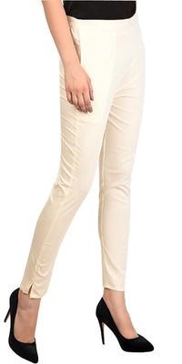 Thumbnail for PAVONINE Off White Color Stretchable Cotton Lycra Fabric Pencil Pant For Women - Distacart