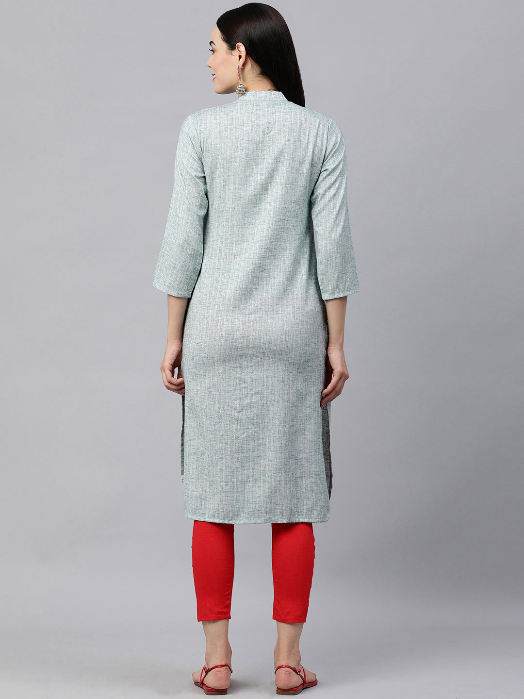 Kalini Women Blue Pure Cotton Self Striped Kurta - Distacart