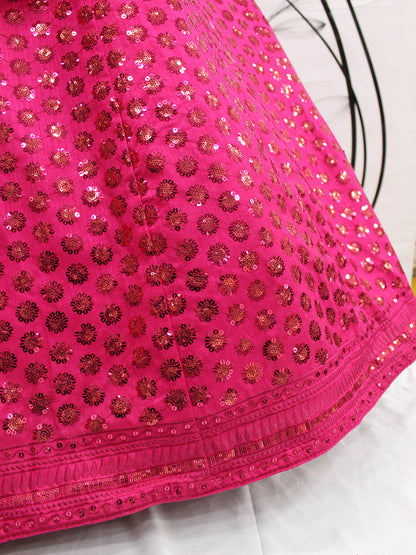 Myra Deep Pink Art Silk Embroidered Designer Lehenga - Distacart