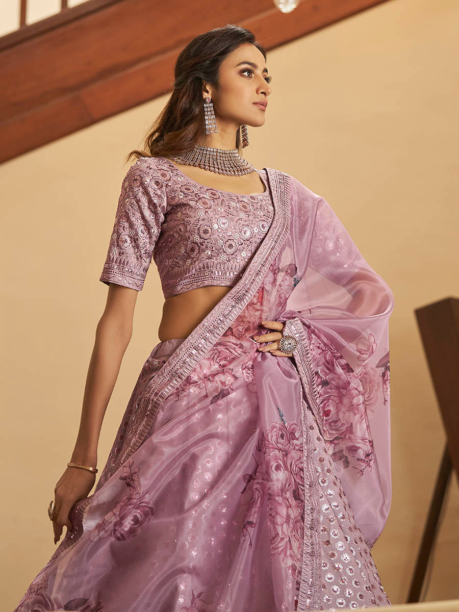 Myra Dusty Pink Pink Art Silk Embroidered Designer Lehenga - Distacart