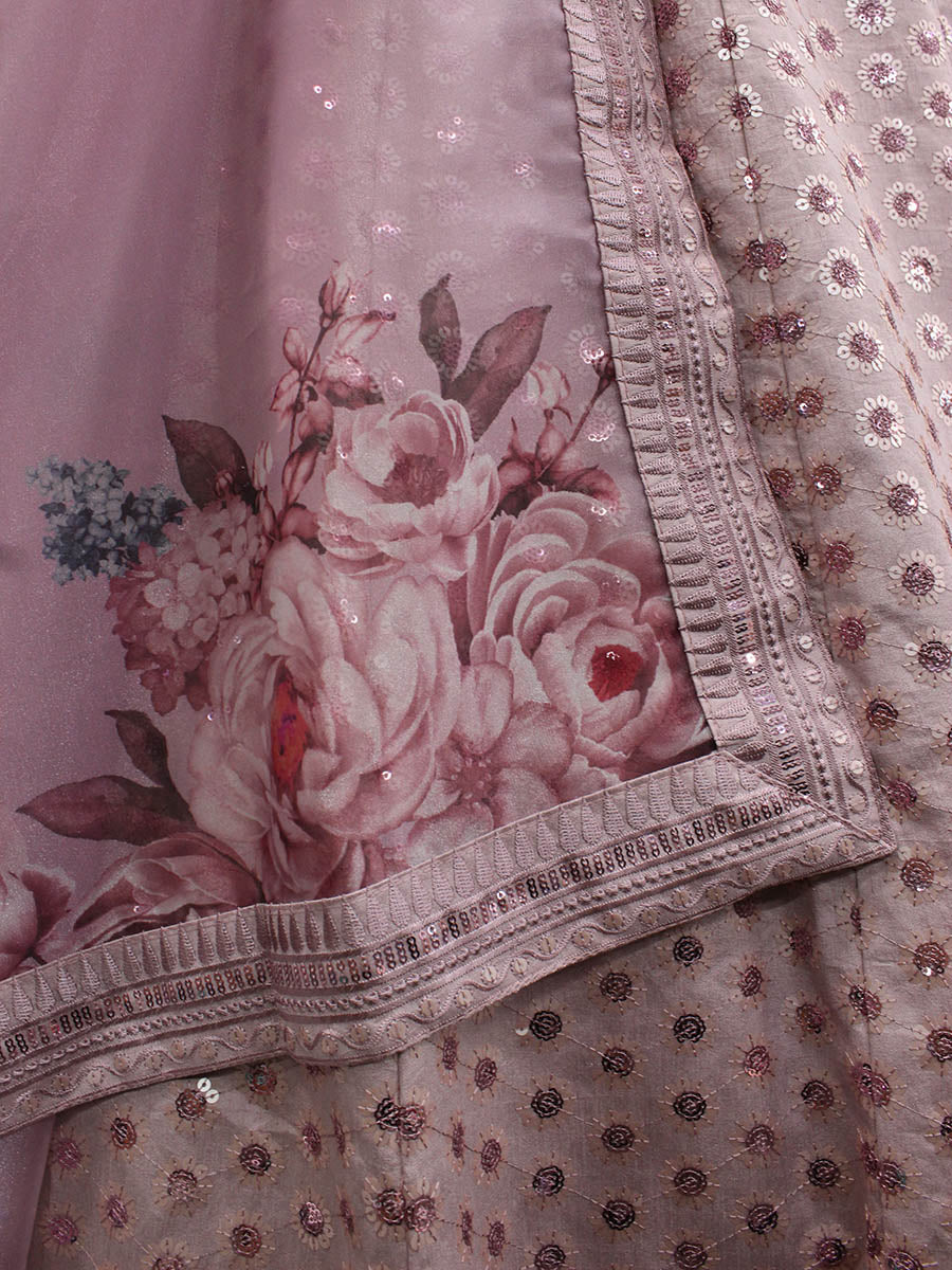 Myra Dusty Pink Pink Art Silk Embroidered Designer Lehenga - Distacart