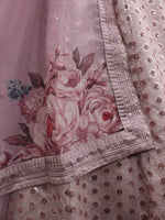 Thumbnail for Myra Dusty Pink Pink Art Silk Embroidered Designer Lehenga - Distacart
