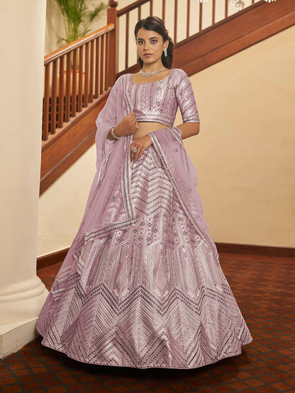 Myra Dusty Pink Pink Art Silk Embroidered Designer Lehenga - Distacart