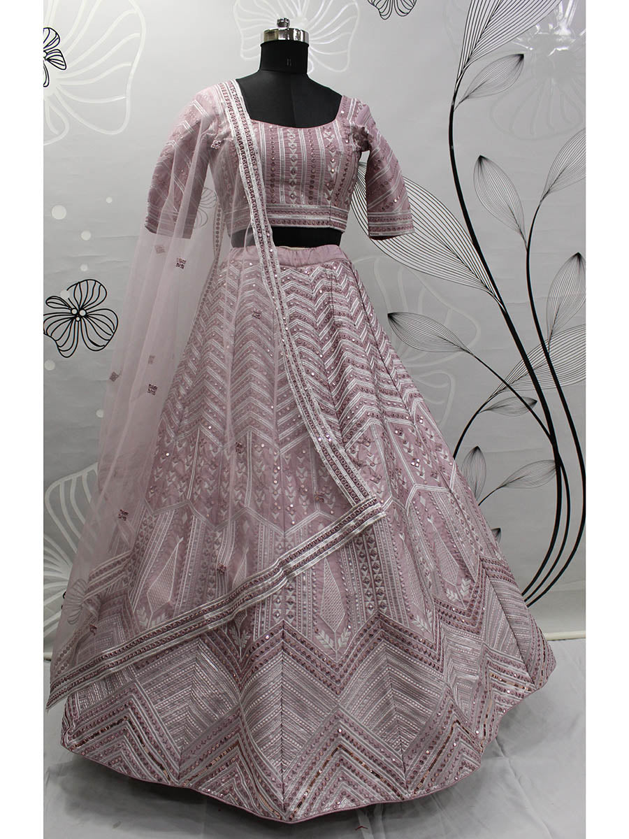 Myra Dusty Pink Pink Art Silk Embroidered Designer Lehenga - Distacart