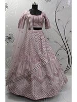 Thumbnail for Myra Dusty Pink Pink Art Silk Embroidered Designer Lehenga - Distacart