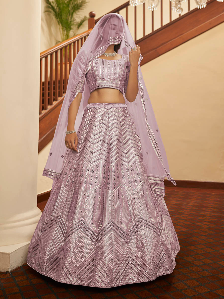 Myra Dusty Pink Pink Art Silk Embroidered Designer Lehenga - Distacart