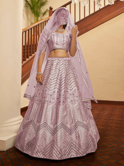 Myra Dusty Pink Pink Art Silk Embroidered Designer Lehenga - Distacart