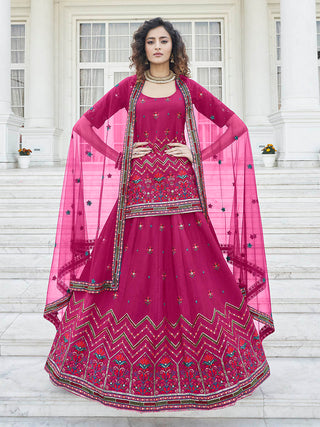 Myra Deep Pink Embroidered Designer Lehenga - Distacart