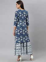 Thumbnail for Khushal K Paisley Printed Notch Neck Pure Cotton Kurta with Sharara - Distacart