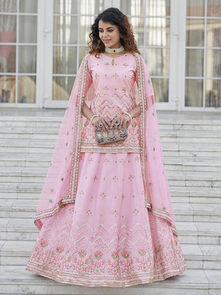 Myra Baby Pink Embroidered Designer Lehenga - Distacart