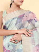 Thumbnail for Soch Purple & Pink Woven Design Zari Pure Silk Tussar Saree - Distacart