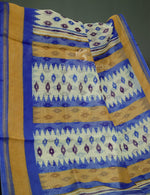 Thumbnail for Shades of Cream And Ink Blue Colour Blouse Patola Print Semi Chanderi Saree By Gayathri Reddy Designer Studio - Distacart