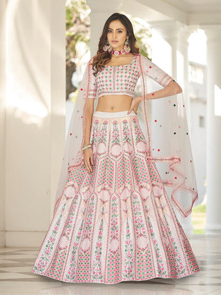 Myra White Heavy Embroidered Designer Lehenga - Distacart