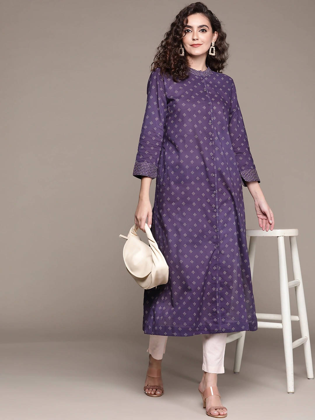 Ritu Kumar Women Blue Ethnic Motifs Printed Kurta - Distacart