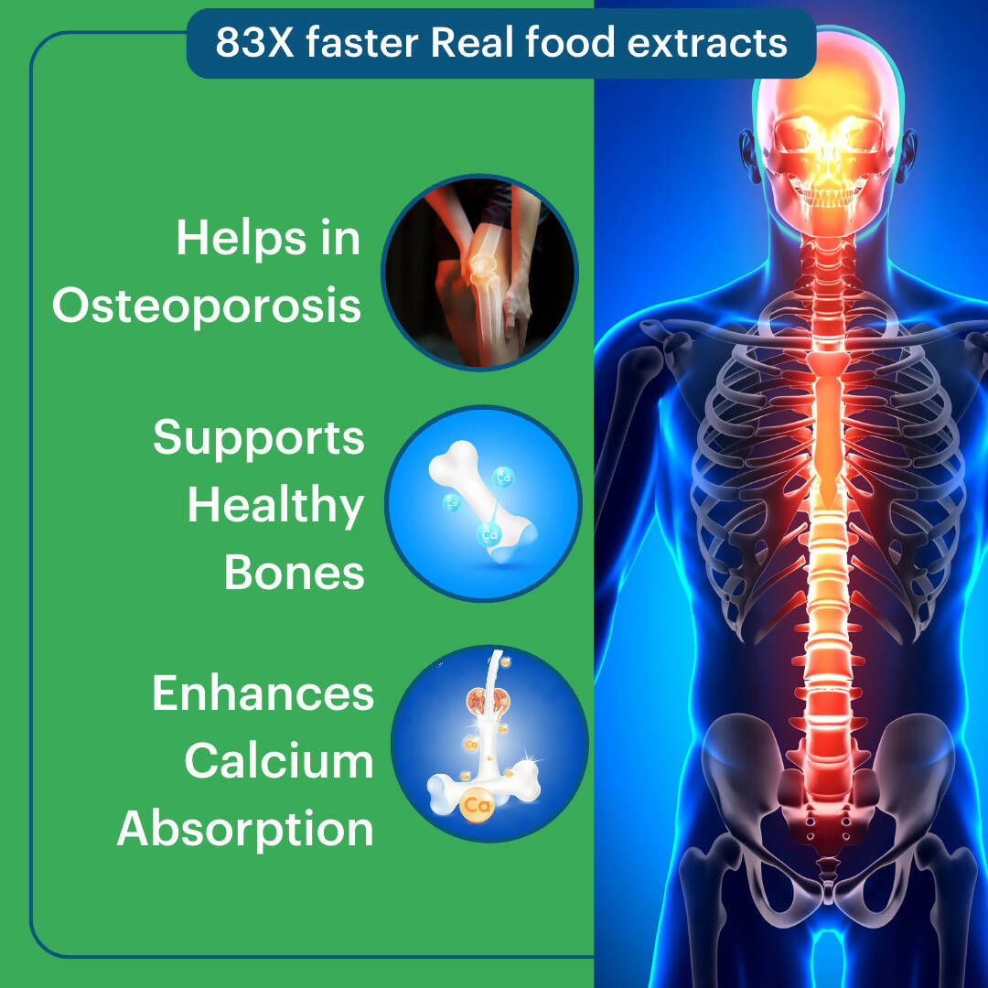 Laurik Advance Calcium Tablets For Strengthens Bones With Vegetables, Leafy Vegetables For Women And Men - Distacart