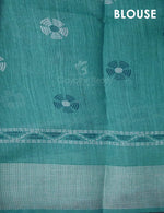 Thumbnail for Shades of Light Rama Green Colour Floral Print Semi Chanderi Saree By Gayathri Reddy Designer Studio - Distacart