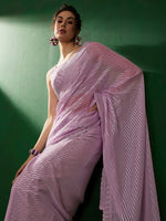 Thumbnail for Sangria Mauve Embellished Pure Georgette Saree - Distacart