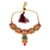 Thumbnail for Tehzeeb Creations Golden Plated Multi Colour Necklace With Earring And Tikka