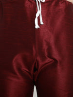 Thumbnail for Sojanya Men Maroon & Beige Solid Kurta with Churidar & Printed Nehru Jacket - Distacart