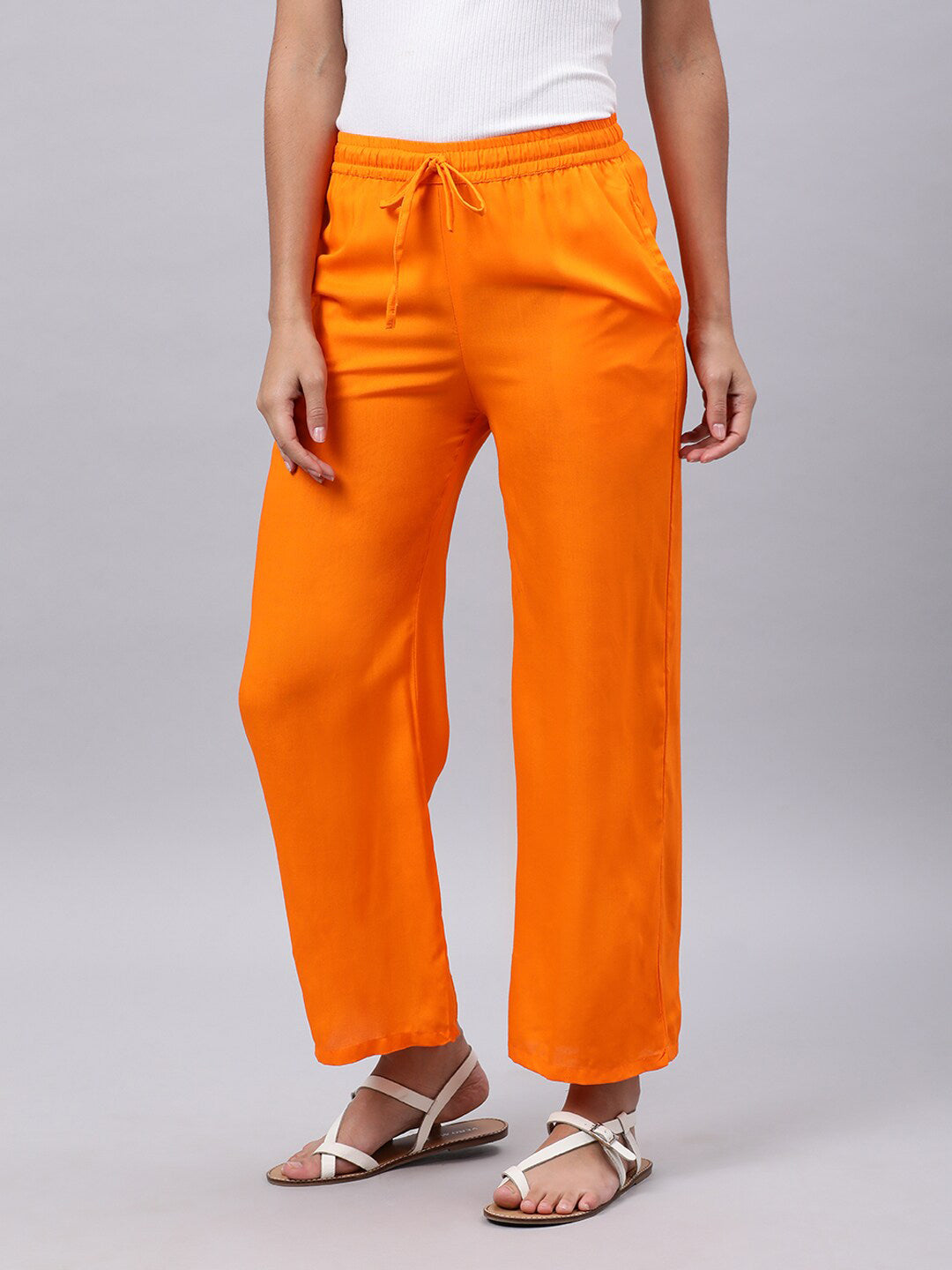 Souchii Women Orange Trousers - Distacart