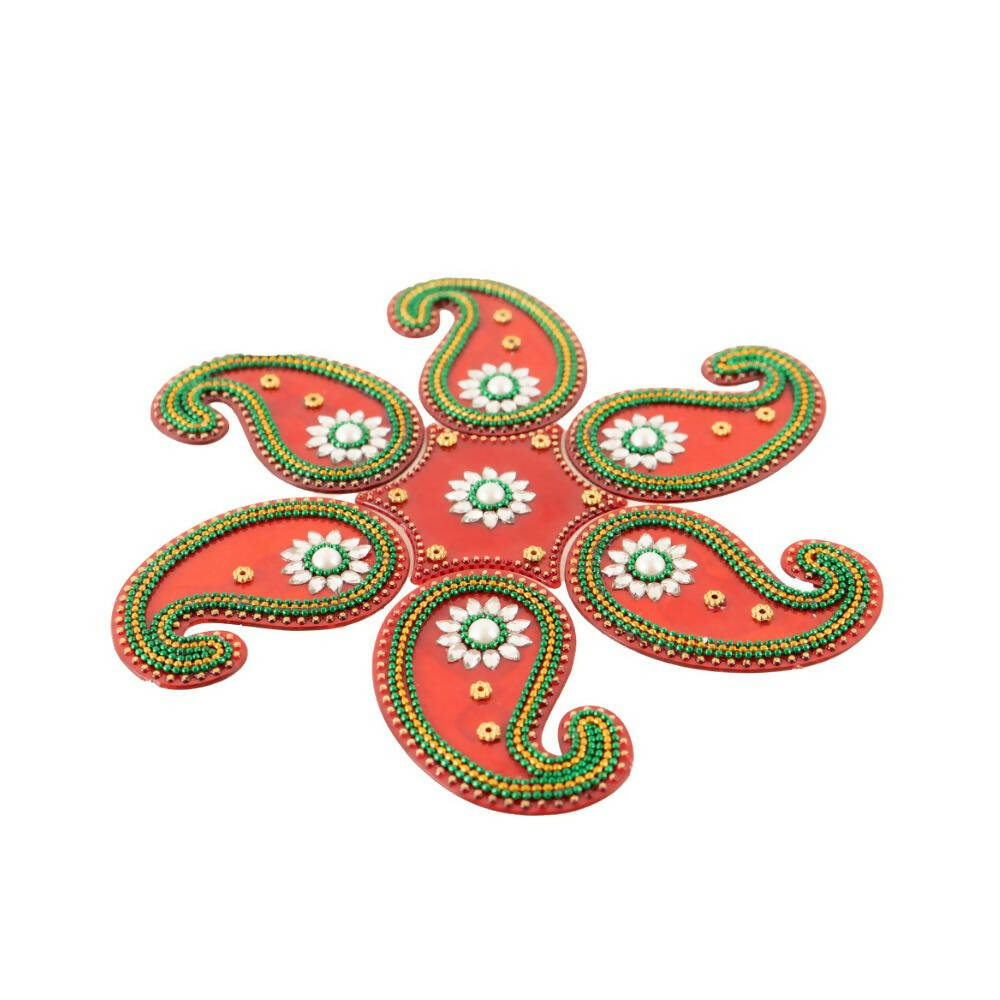 Kundan HandiKrafts Mango Rangoli Red Color (Medium) - Distacart