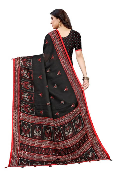 Vamika Embroidery Black Jute Silk Sarees
