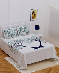 Thumbnail for Vamika Printed Beautiful Cotton White Bedsheet With Pillow Covers