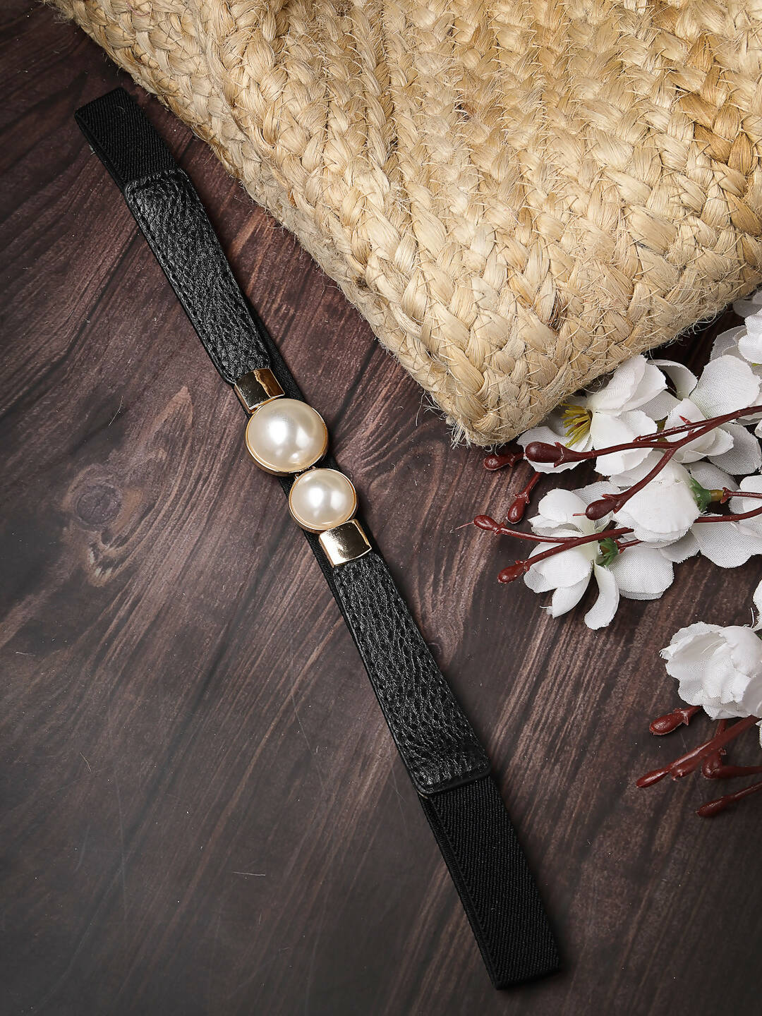NVR Women Circular Black Stretchable Leather Belt - Distacart