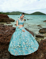 Thumbnail for House of Panchhi Sky Blue Organza Sequins, Zarkan And Thread Embroidery Lehenga Choli & Dupatta - Distacart