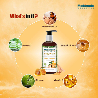 Medimade Wellness Honey & Sandal Body Wash - Distacart