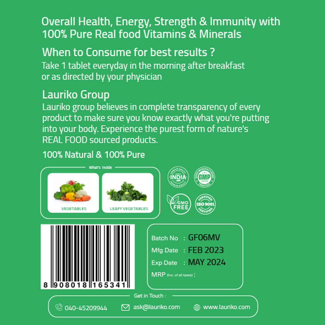 Laurik Multivitamin Tablets For Men | Vitamin A, C, D ,E With B Vitamins, Iron, Zinc & Calcium Supplements For Overall Health - Distacart