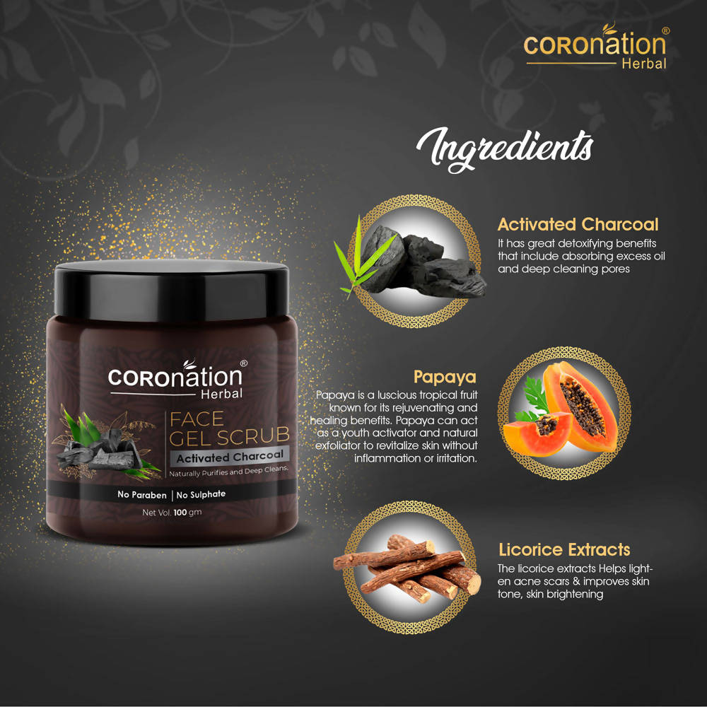 Coronation Herbal Activated Charcoal Face Gel Scrub - Distacart