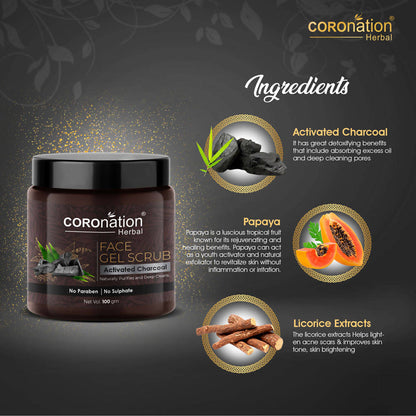 Coronation Herbal Activated Charcoal Face Gel Scrub - Distacart