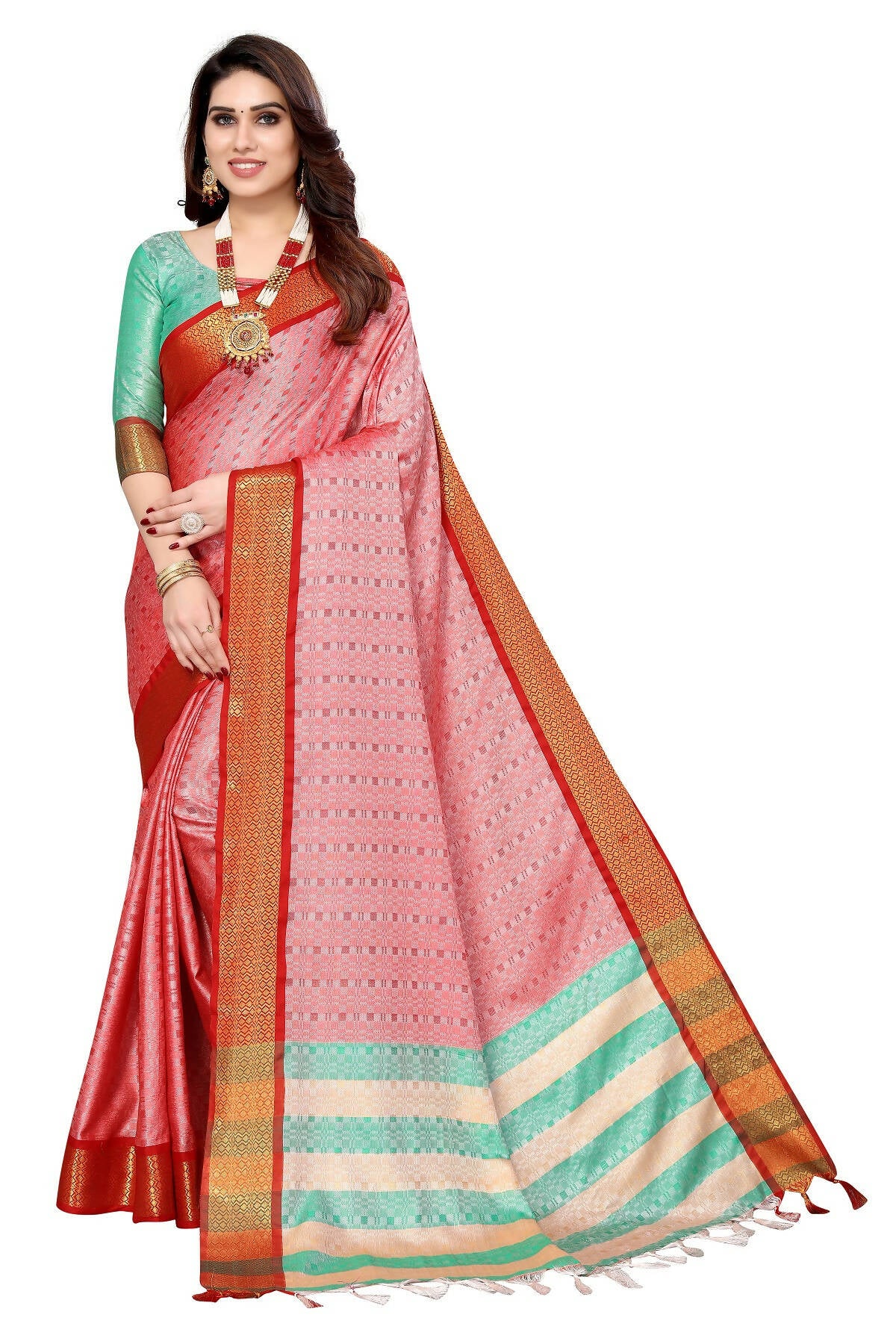 Vamika Weaving Pink Cotton Silk Saree - Distacart
