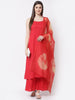 Myshka Red Color Rayon Solid Kurta With Palazzo Dupatta Set