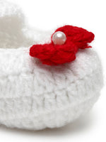 Thumbnail for Chutput Kids Woollen Hand Knitted Bow Detailed Booties - White - Distacart