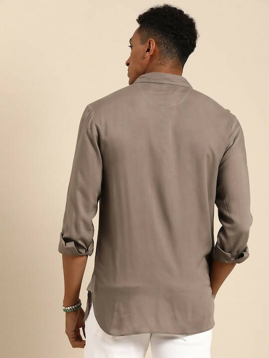 Grey Men Rayon Classic Opaque Casual Shirt - Mahotsav - Distacart