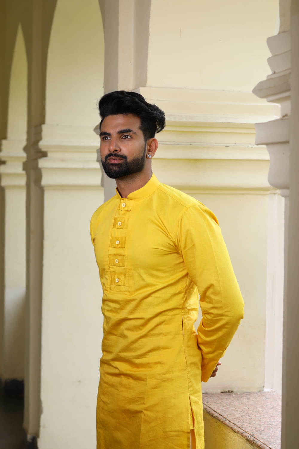 Nilay Yellow Designer Men's kurta by Hilo Designs - Distacart