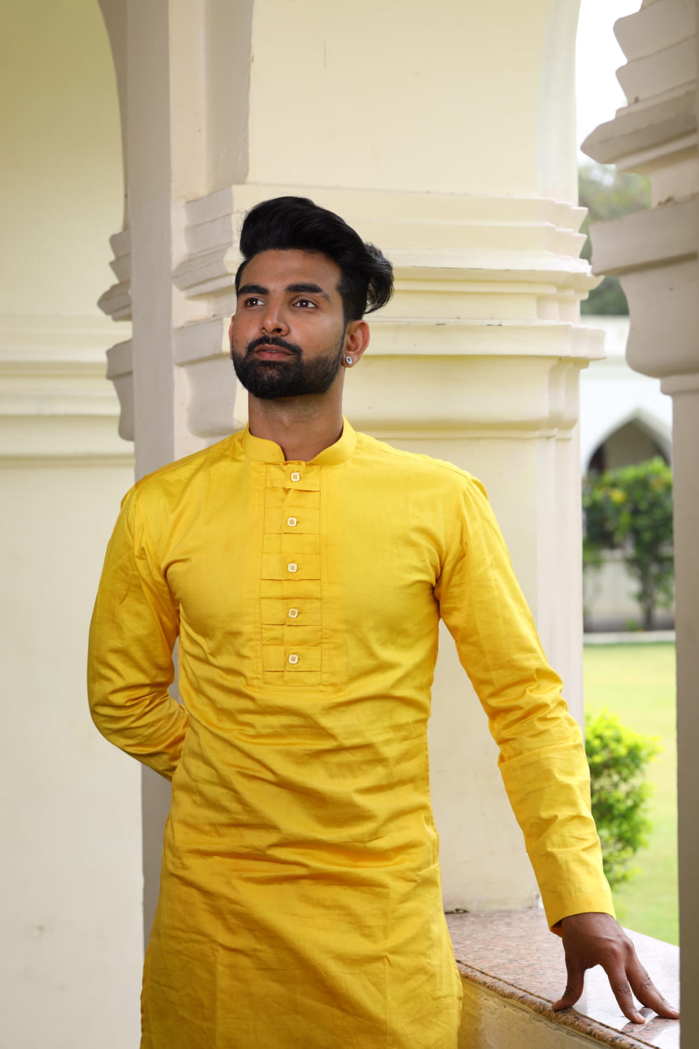 Nilay Yellow Designer Men's kurta by Hilo Designs - Distacart