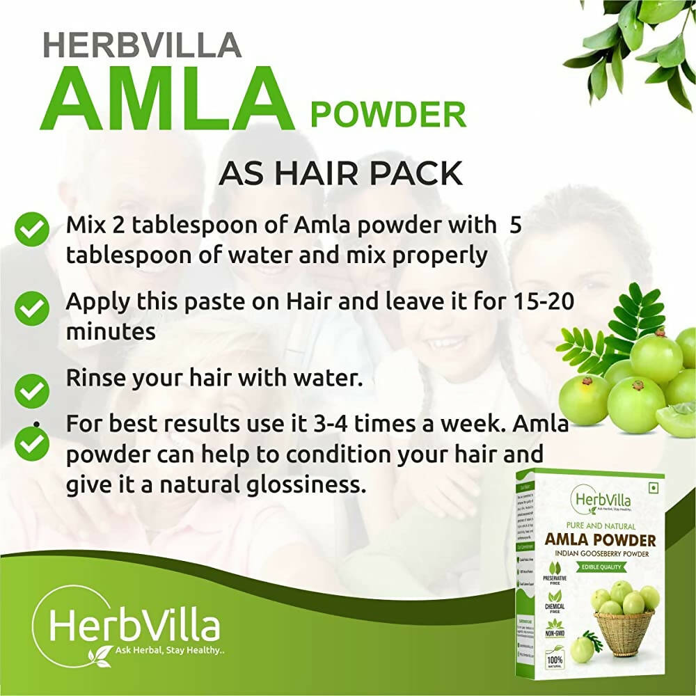 Herbvilla Amla (Indian Gooseberry) Powder For Hair Growth - Distacart