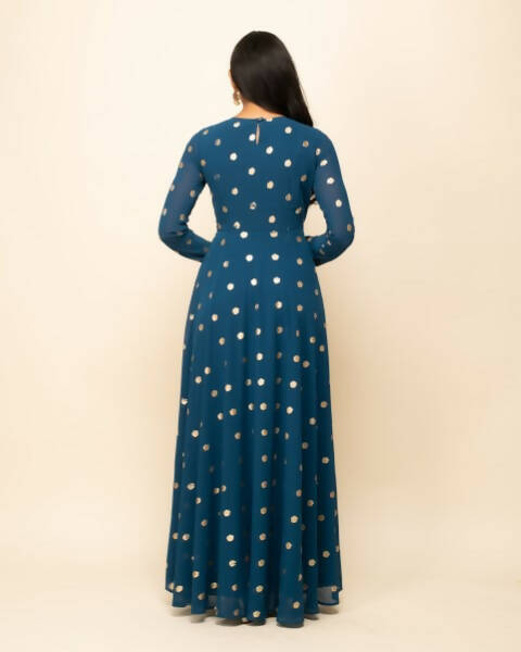 FIORRA Women's Teal Blue Georgette Anarkali Kurta With Dupatta - Distacart