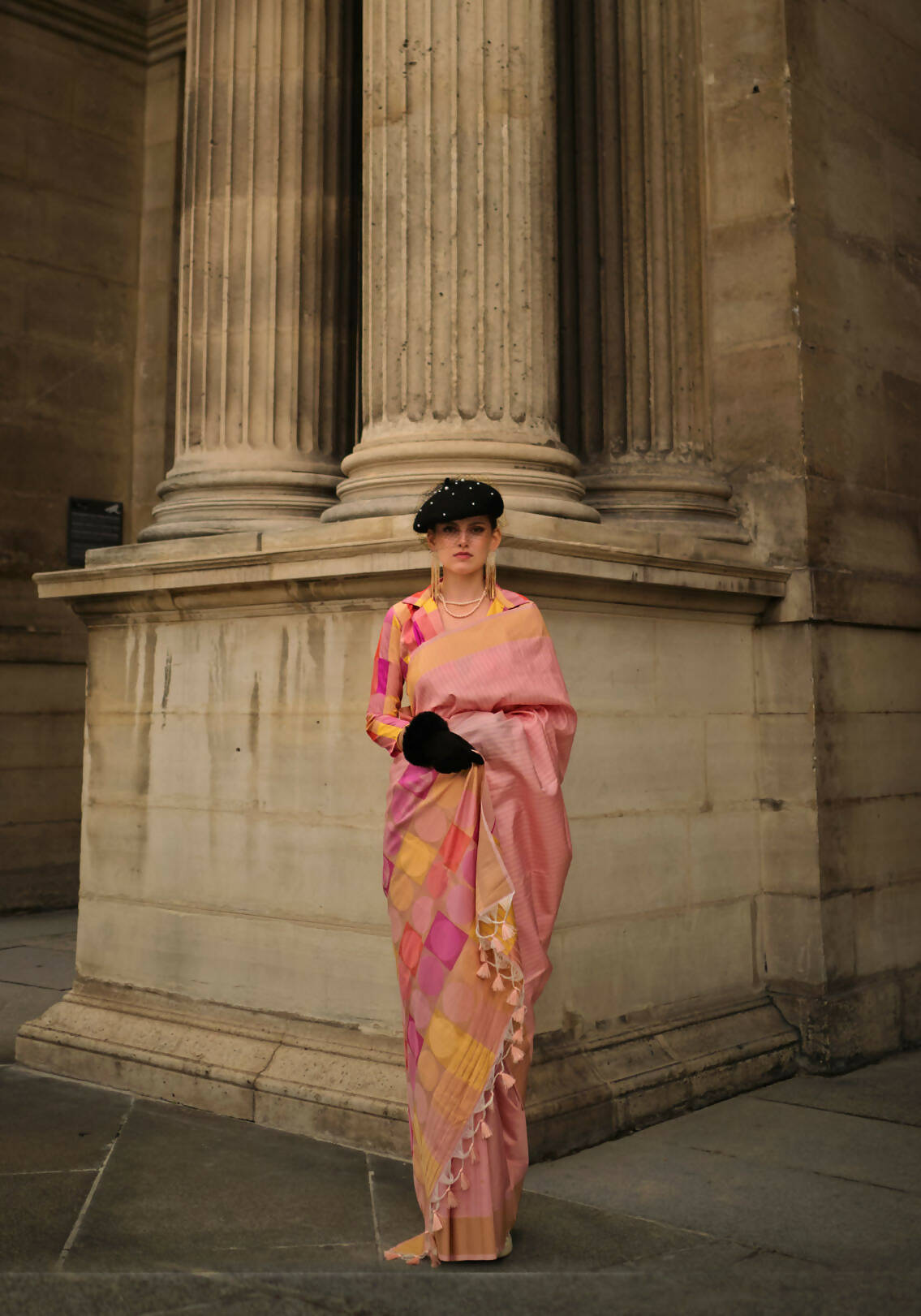 Dahlia Pinksoft Handloom Sik Zari & Thread Work, Contrast Pallu Saree - Rajtex Kube Silk - Distacart