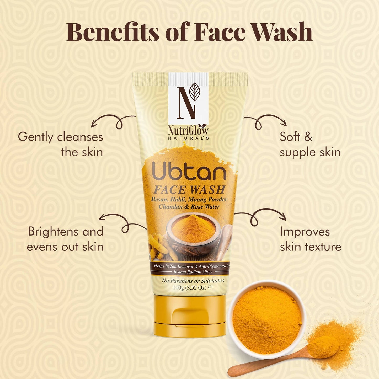 NutriGlow NATURAL'S Ubtan Face & Body Scrub with Besan, Moong Powder - Distacart