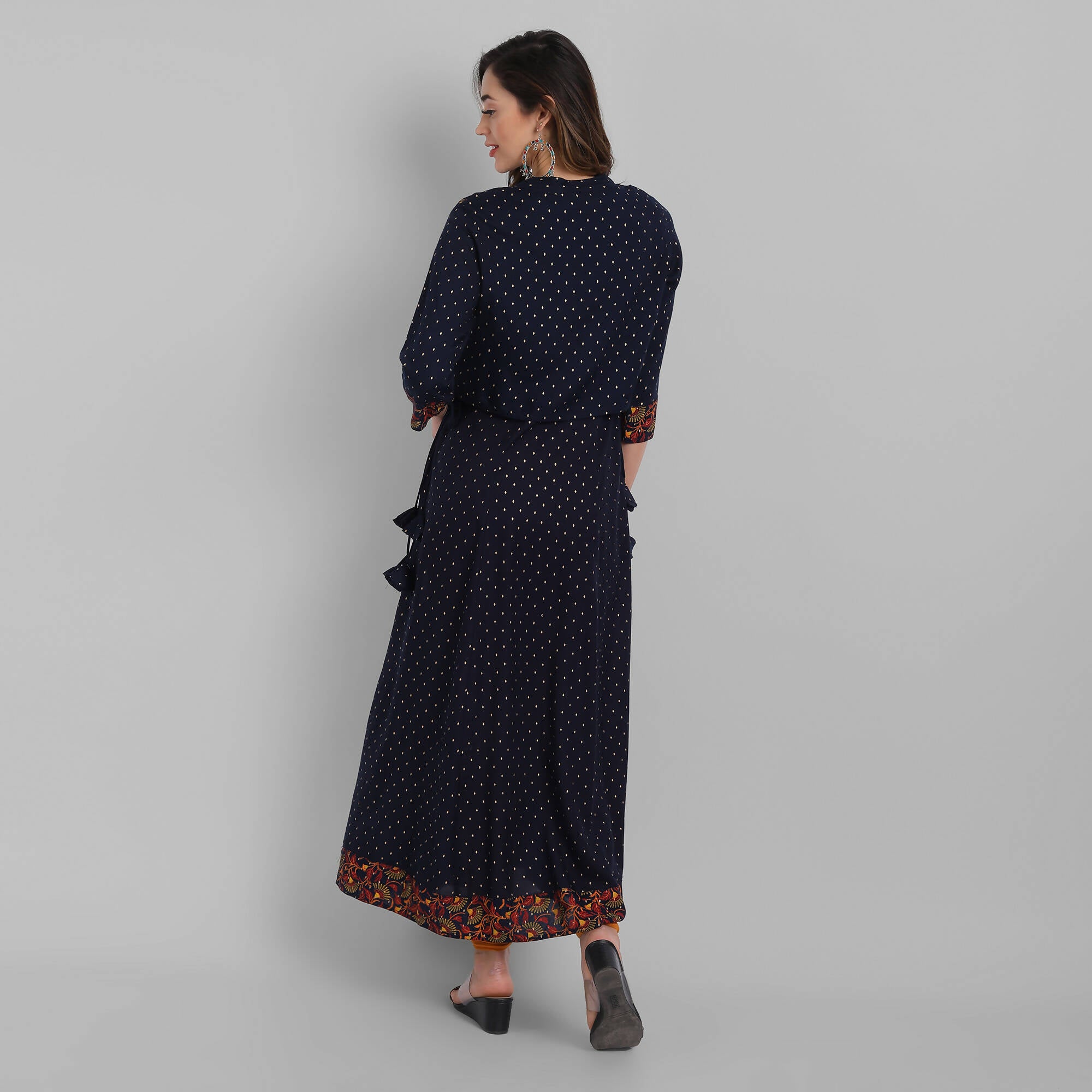 Juniper Women's Navy Rayon Printed Flared Dress - Distacart